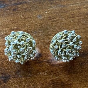 Vintage Sterling silver and 14KT gold cluster earrings. Signed by the artist Jen